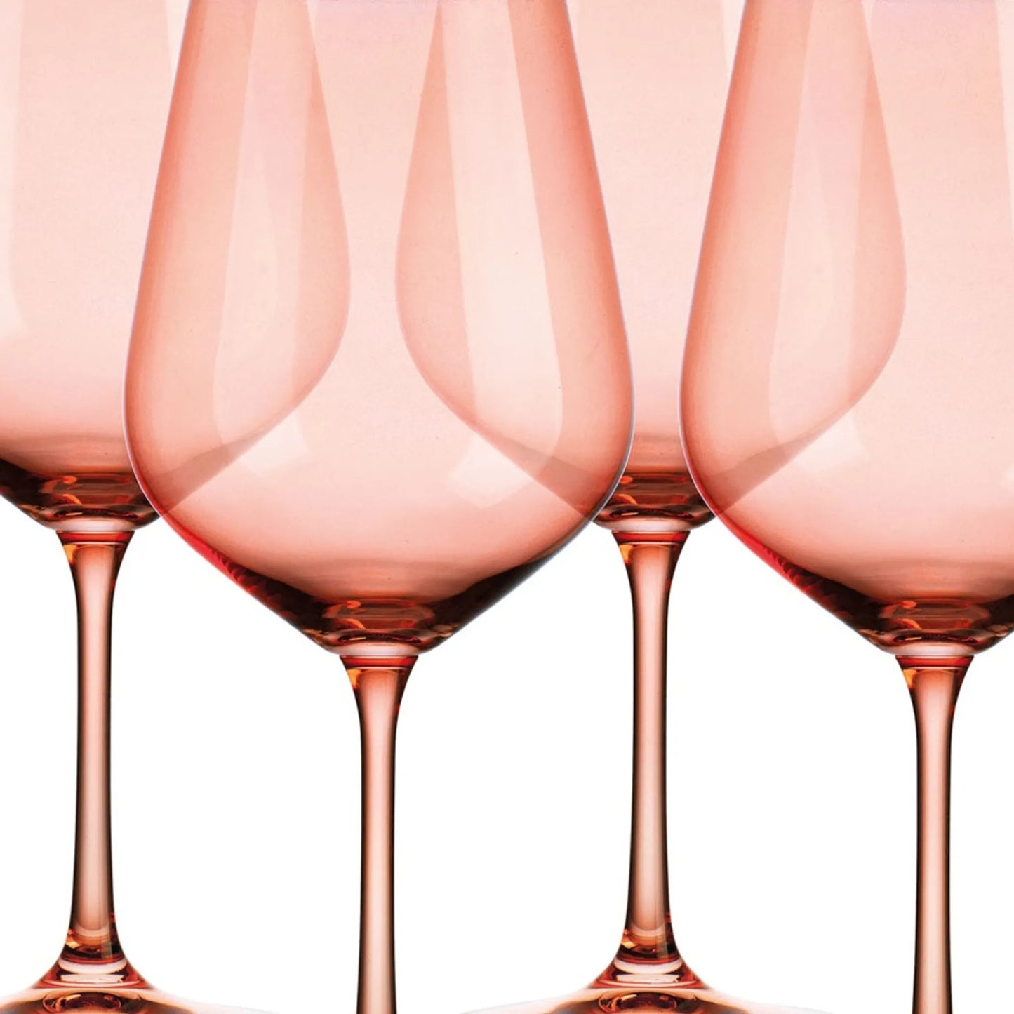 Set of Four Coral Crystal Balloon Bowl Stemmed Red Wine Glass - Set of 4