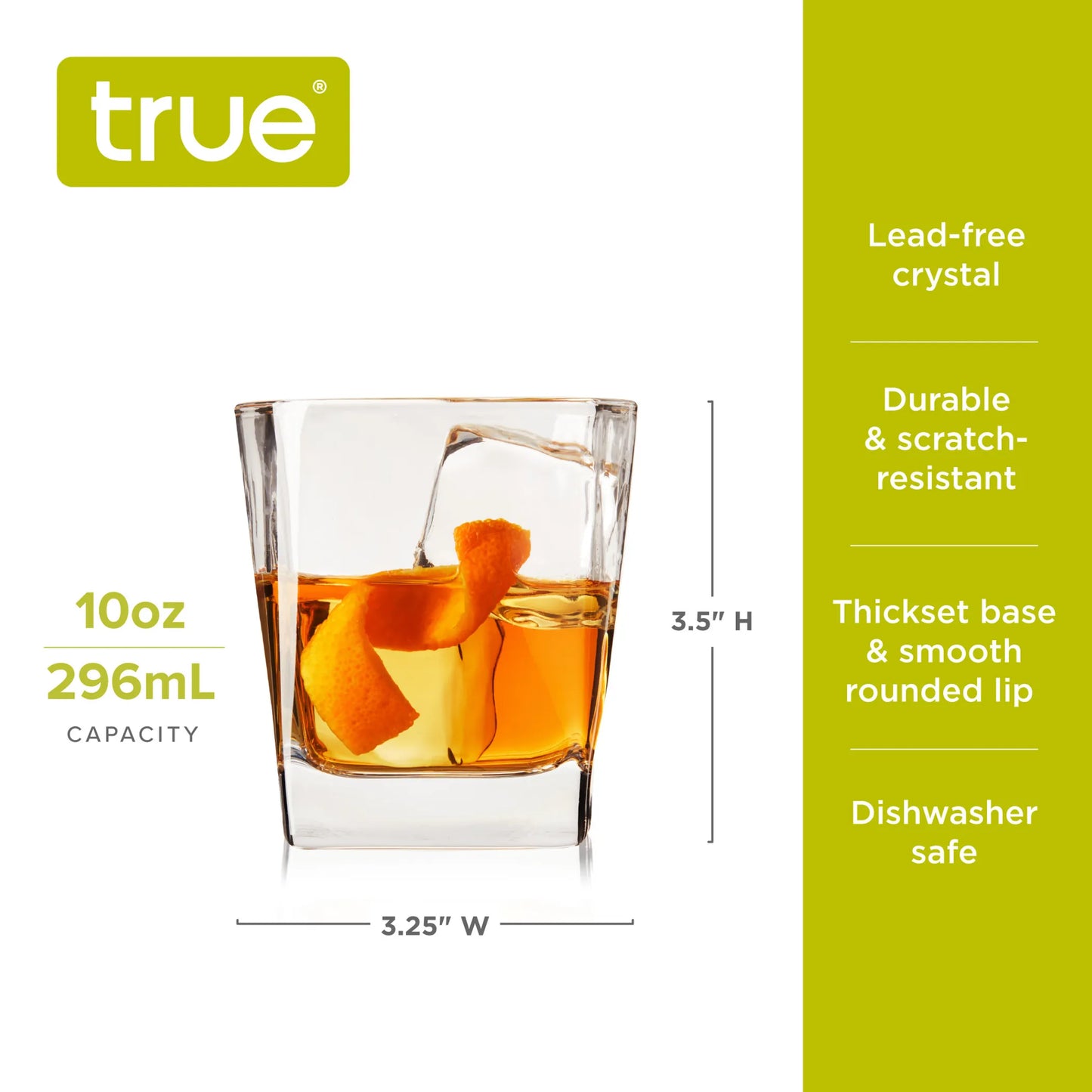 Square Rocks Glass by True | Modern Crystal Rocks Glass for Home Bar