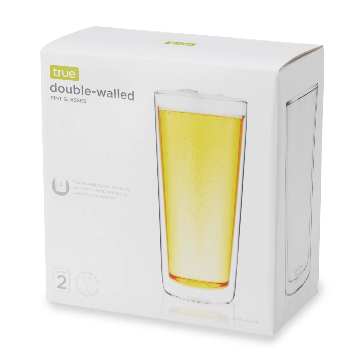 Double Walled Pint Glasses by True - Set of 2