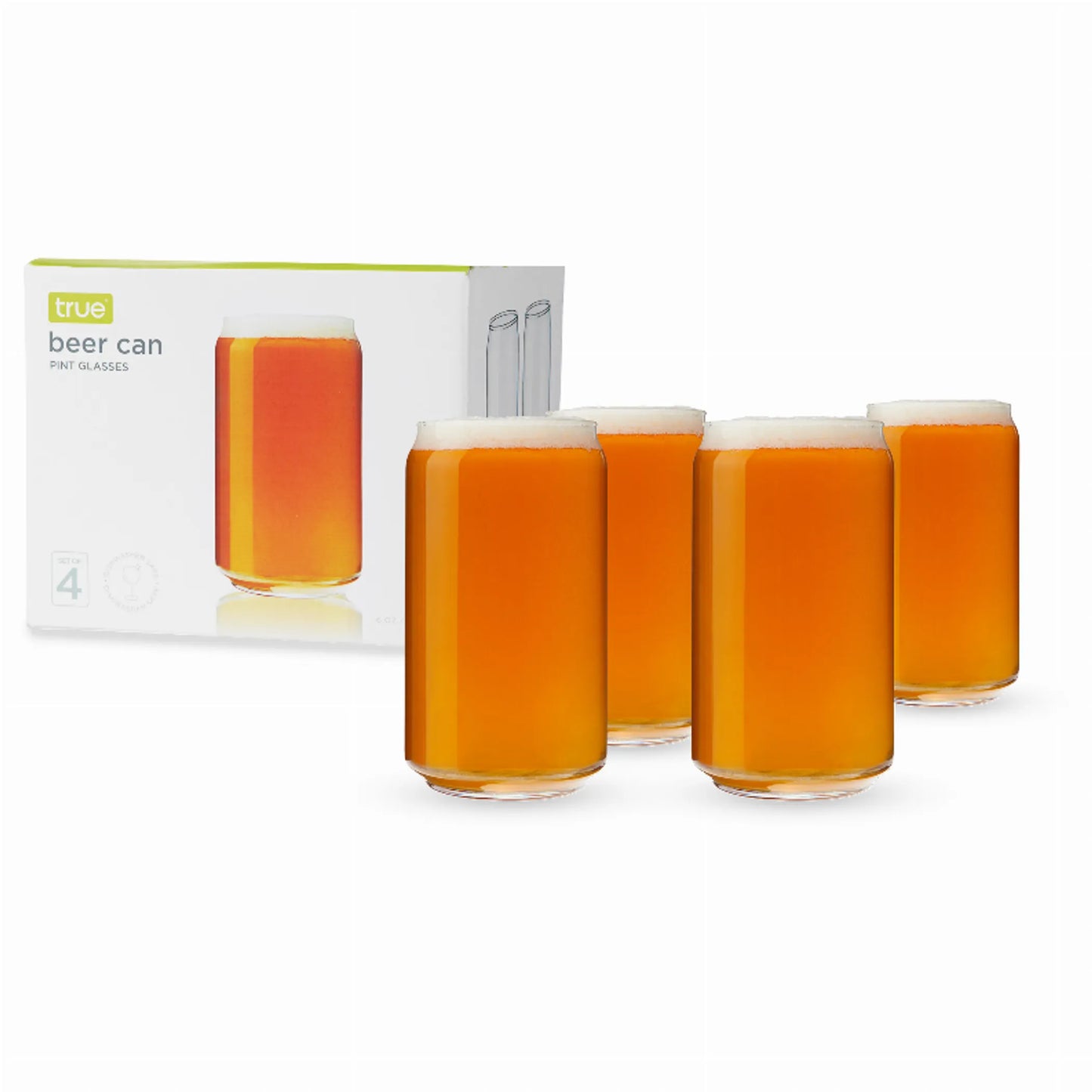 Beer Can Pint Glasses By True - Set of 4