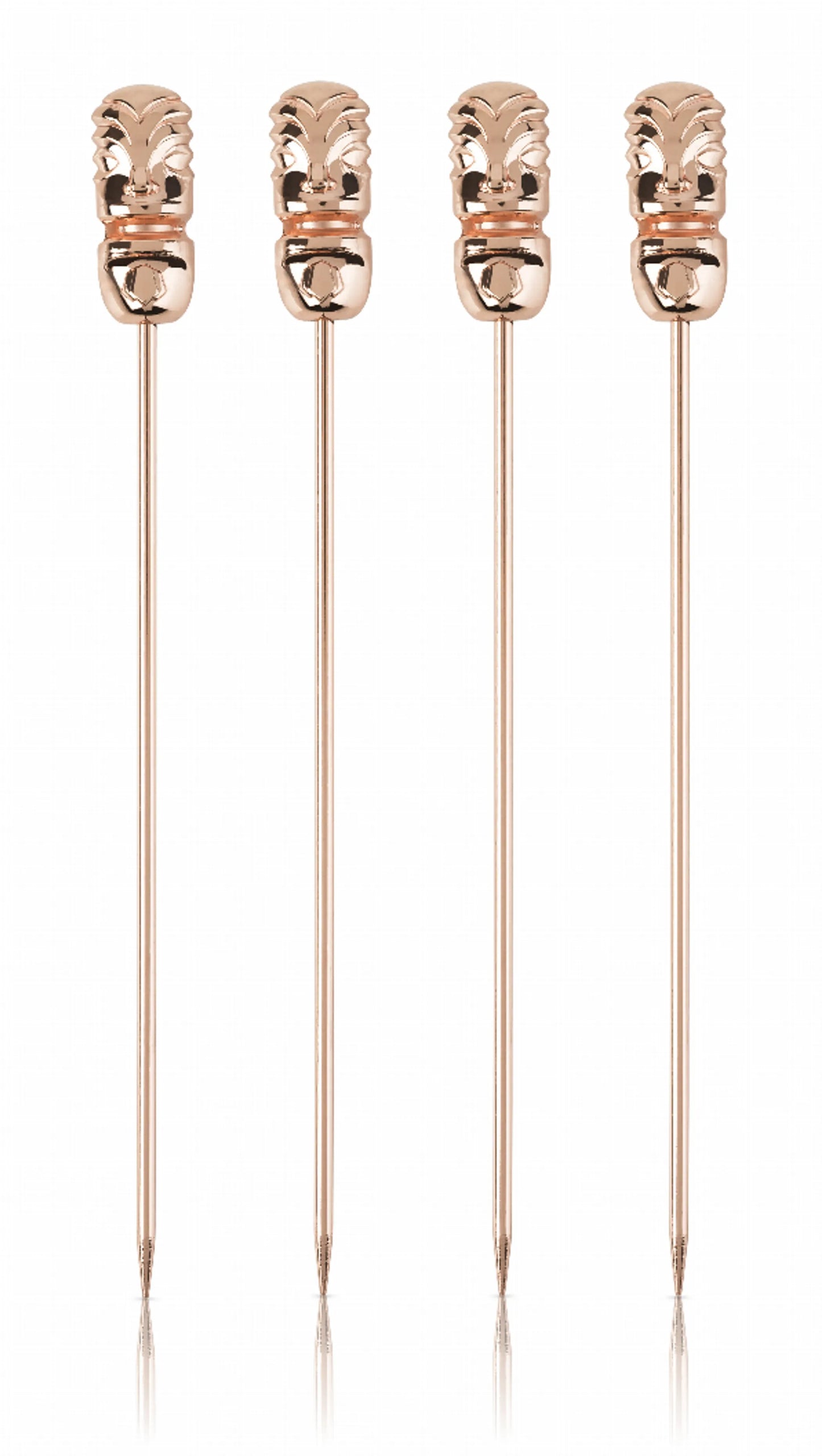 Viski Tiki Cocktail Picks — Set of 4 | Copper Bar Garnish Picks for Home Bar
