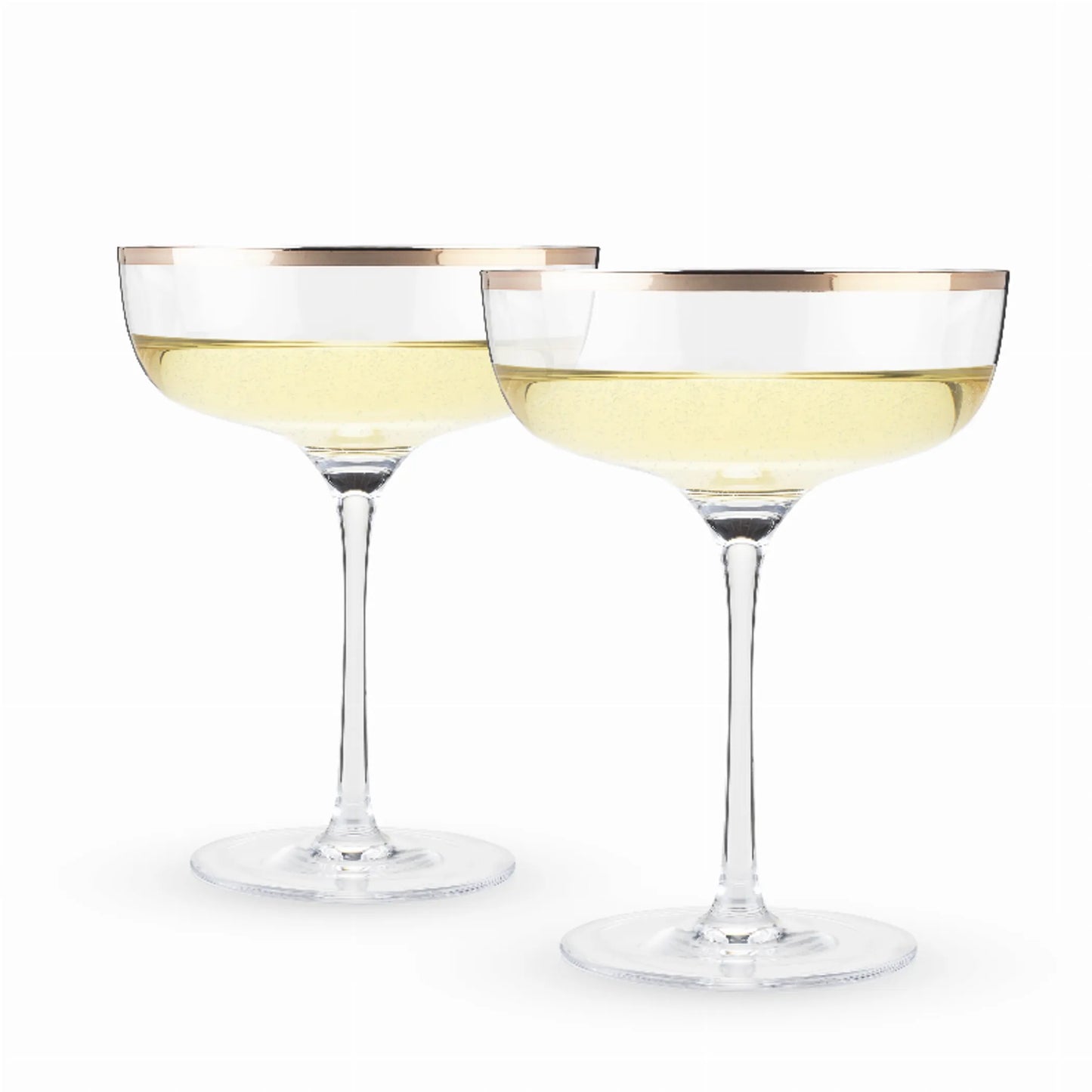 Copper Rim Crystal Coupe Glasses by Twine — Set of 2 | 10oz Cocktail Coupe Glasses
