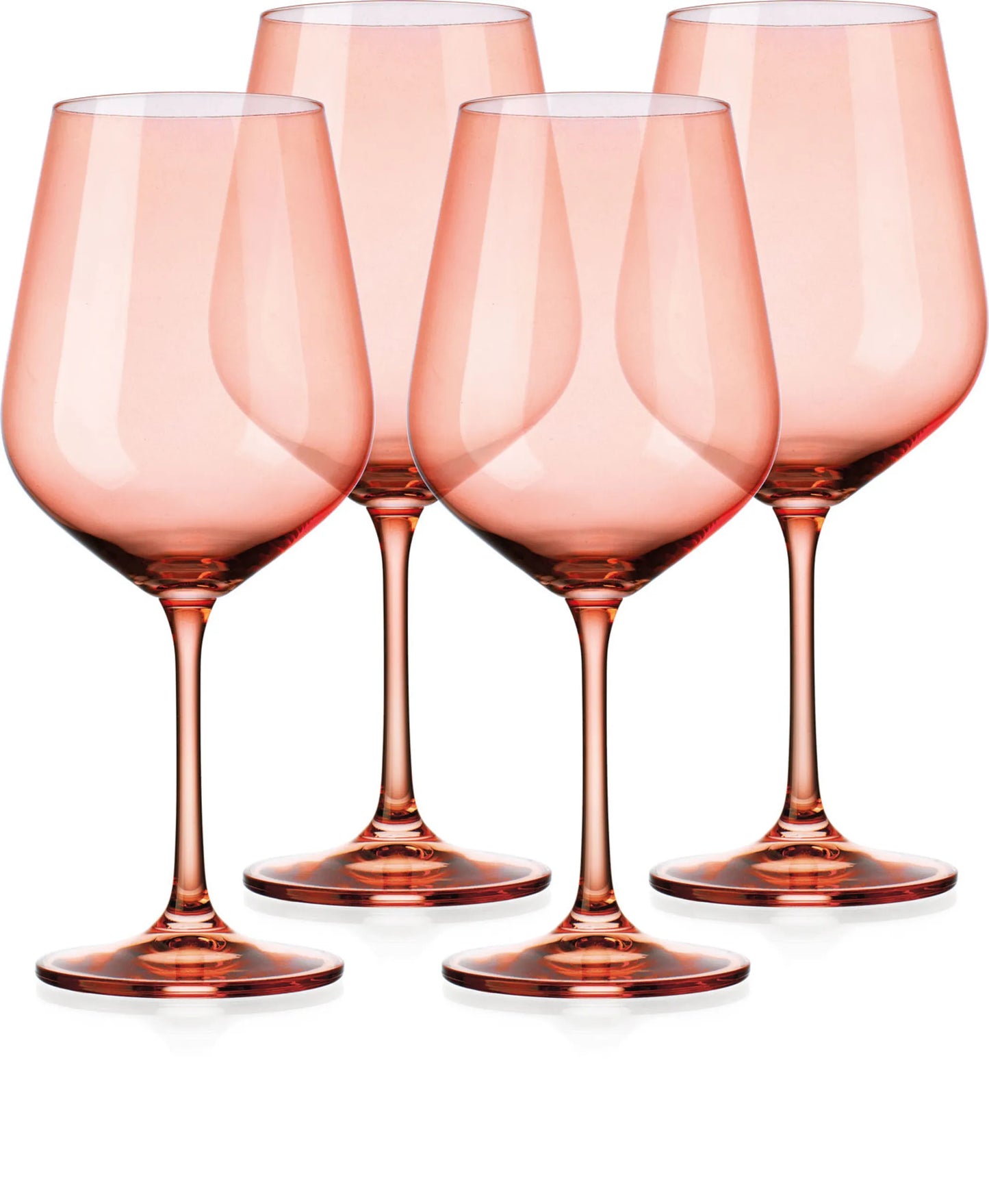 Set of Four Coral Crystal Balloon Bowl Stemmed Red Wine Glass - Set of 4