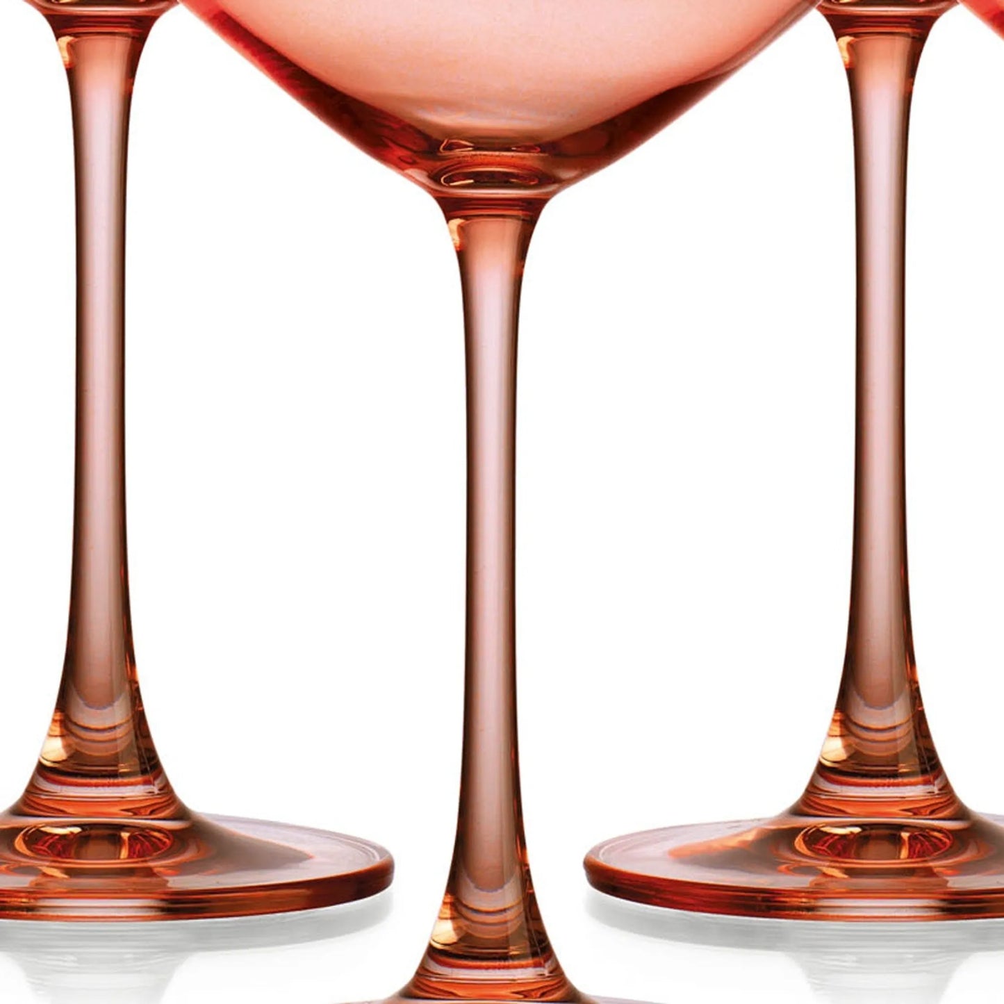 Coral Crystal Shallow Bowl Stemmed Coupe - Set of 4