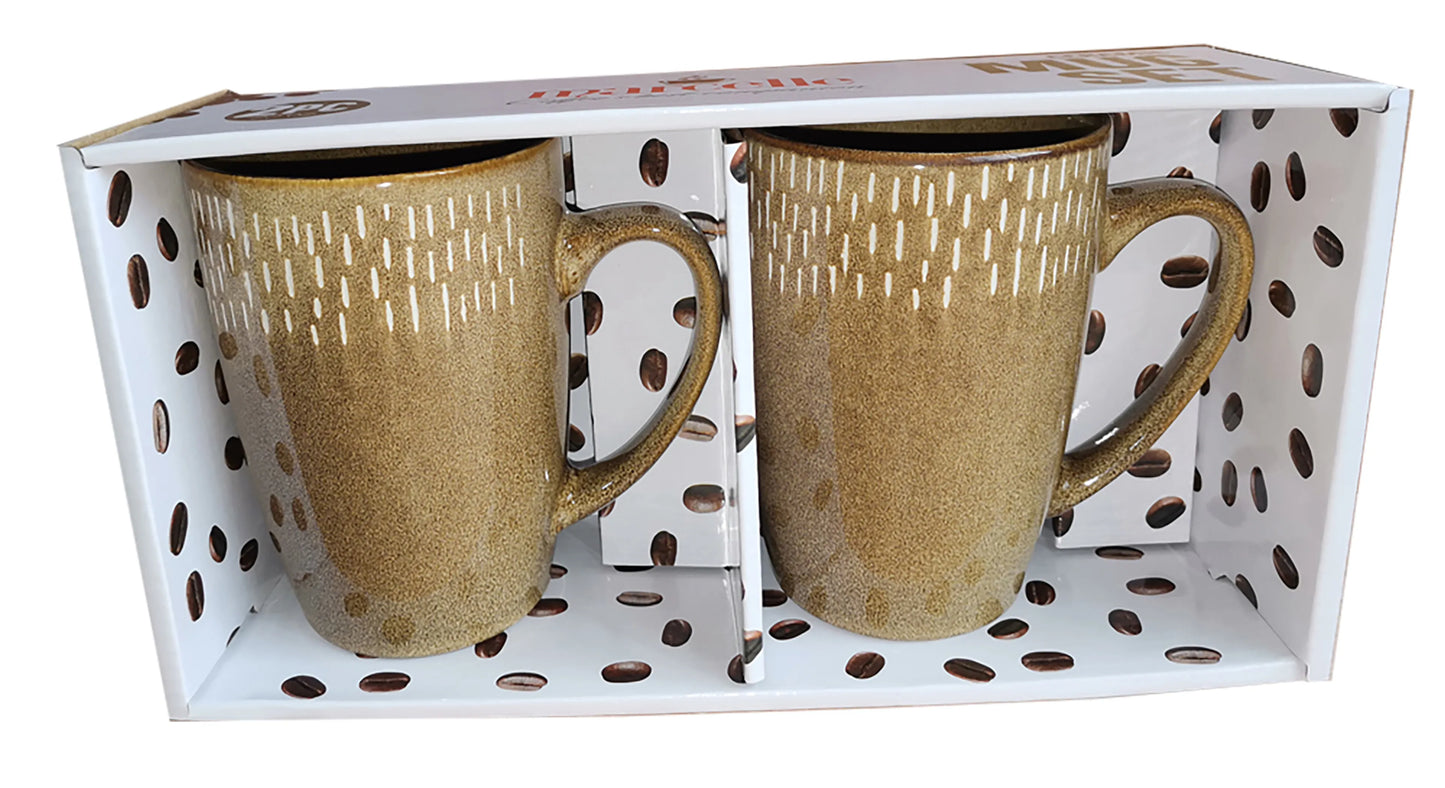 Marcelle Reactive Glaze Brown Mug Set — Set of 2, 22 oz