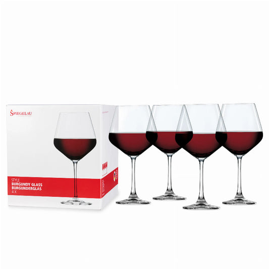 Spiegelau Burgundy Red Wine Glasses — Set of 4 | Dishwasher Safe Lead-Free Crystal