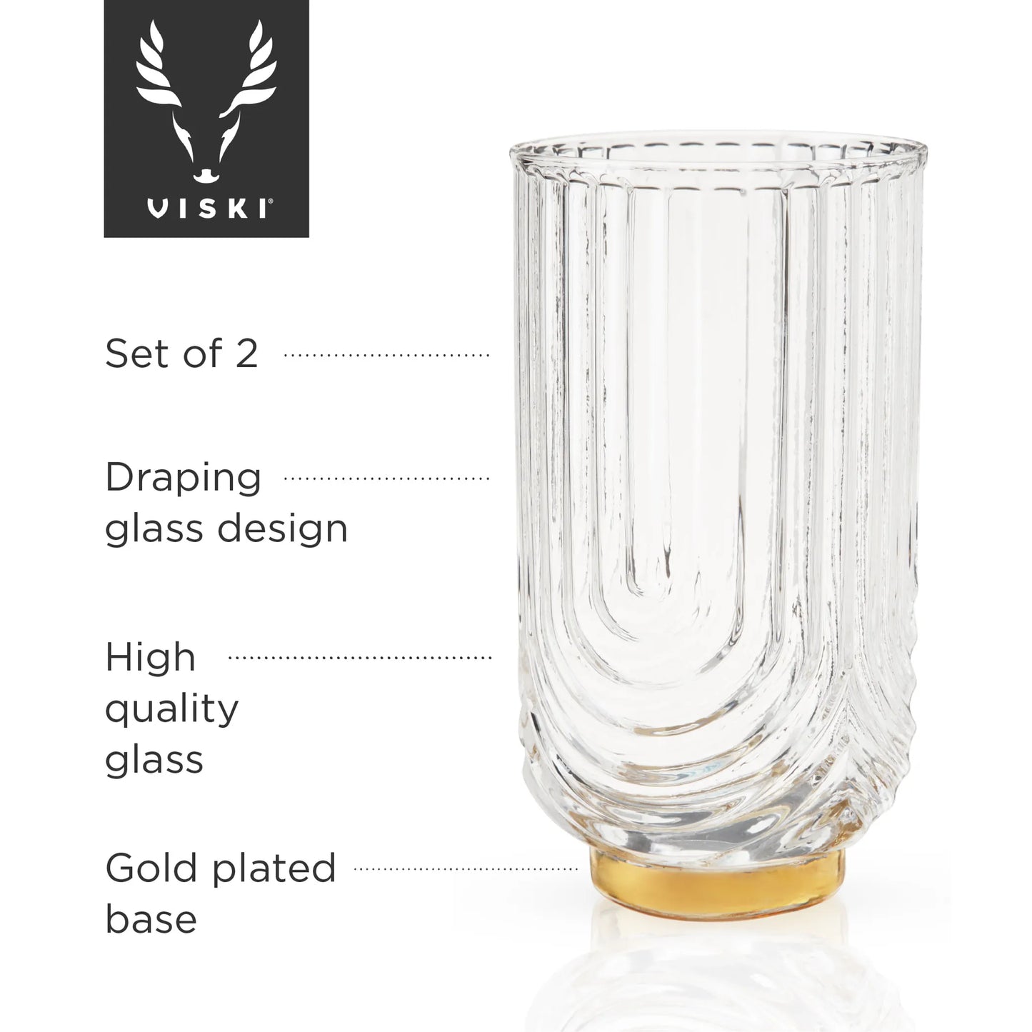 Gatsby Highball Glasses by Viski - Set of 2