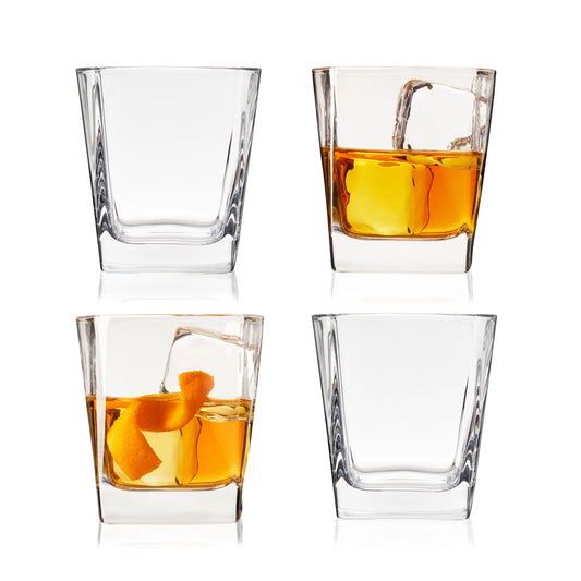 Square Rocks Glass by True | Modern Crystal Rocks Glass for Home Bar