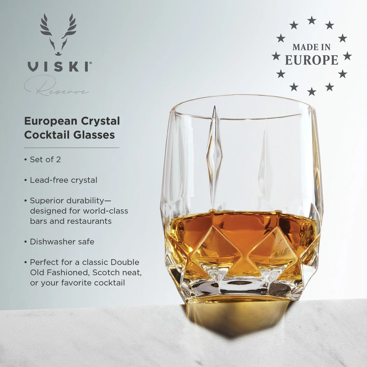 Reserve Bruno Crystal Cocktail Glasses by Viski - Set of 2
