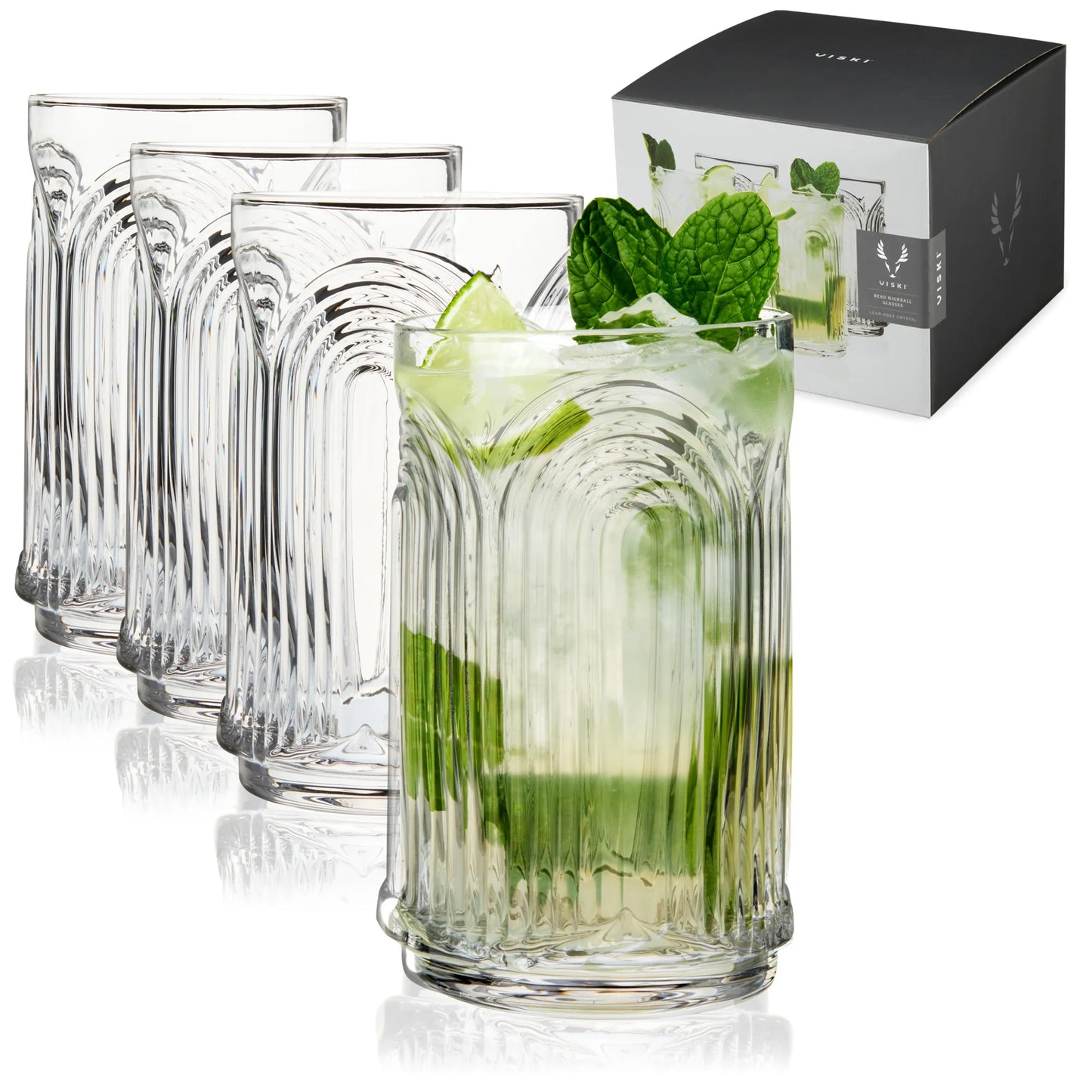 Beau Highball Glasses by Viski - Set of 4