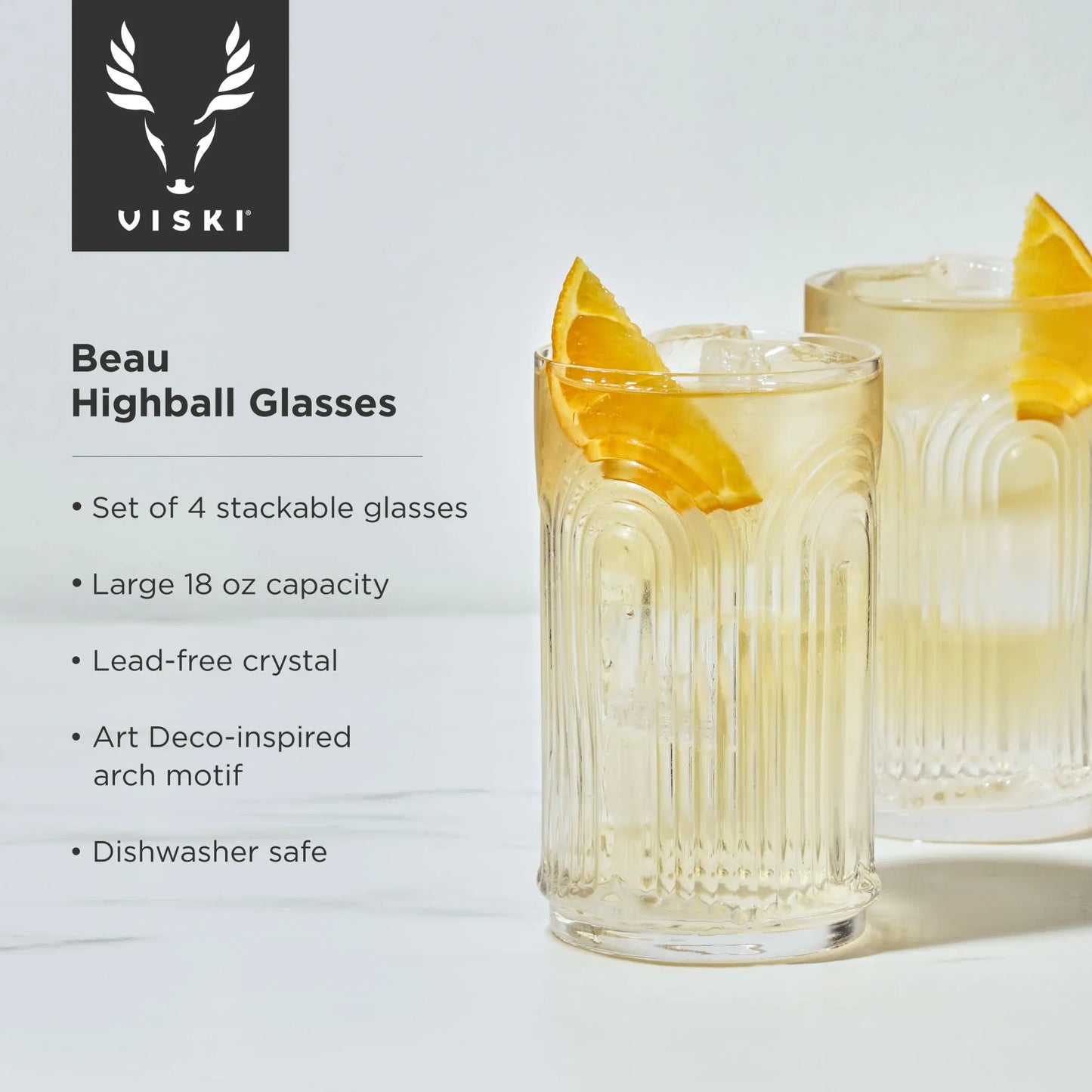 Beau Highball Glasses by Viski - Set of 4