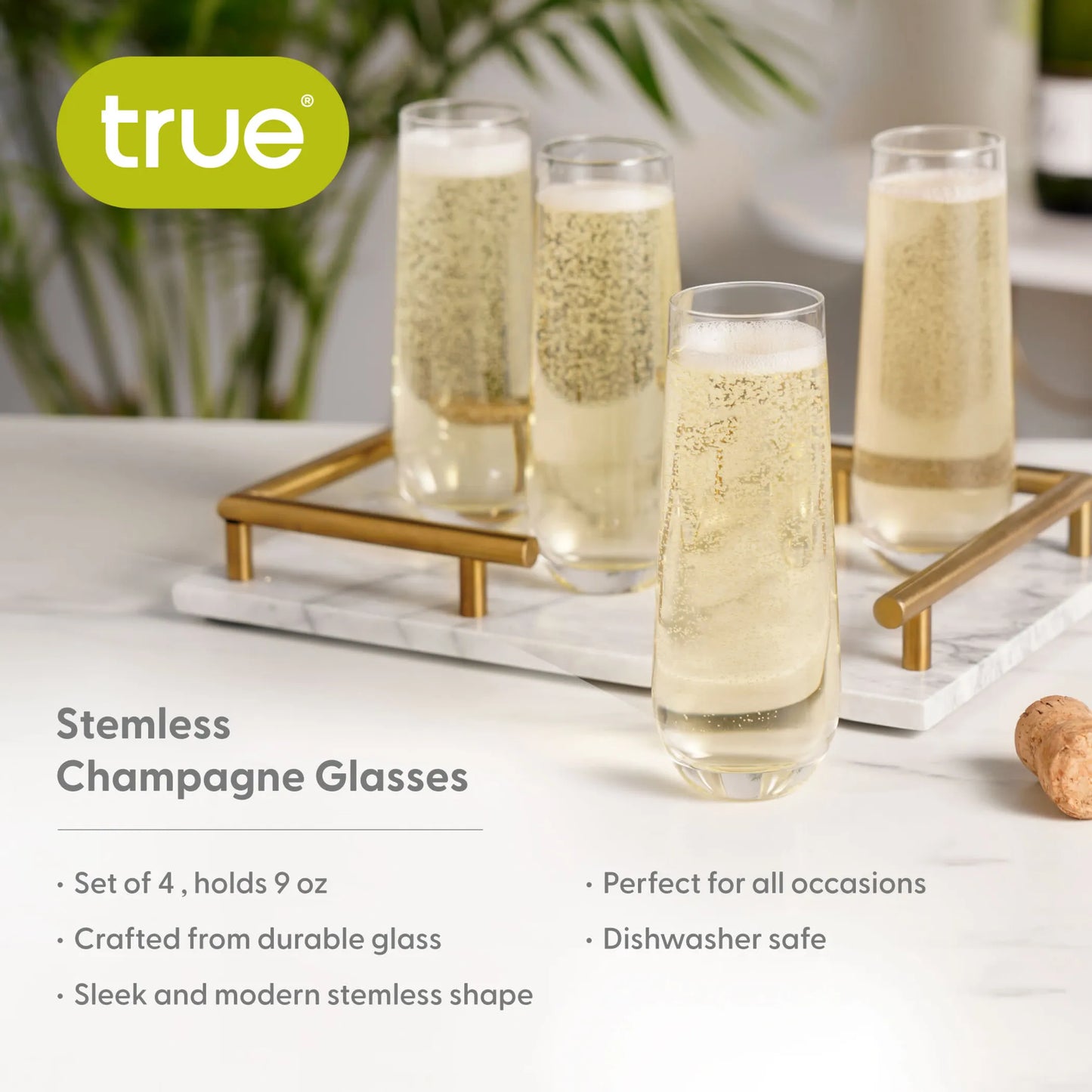 Stemless Champagne Flutes 9oz — Set of 4 | Lead-Free Crystal