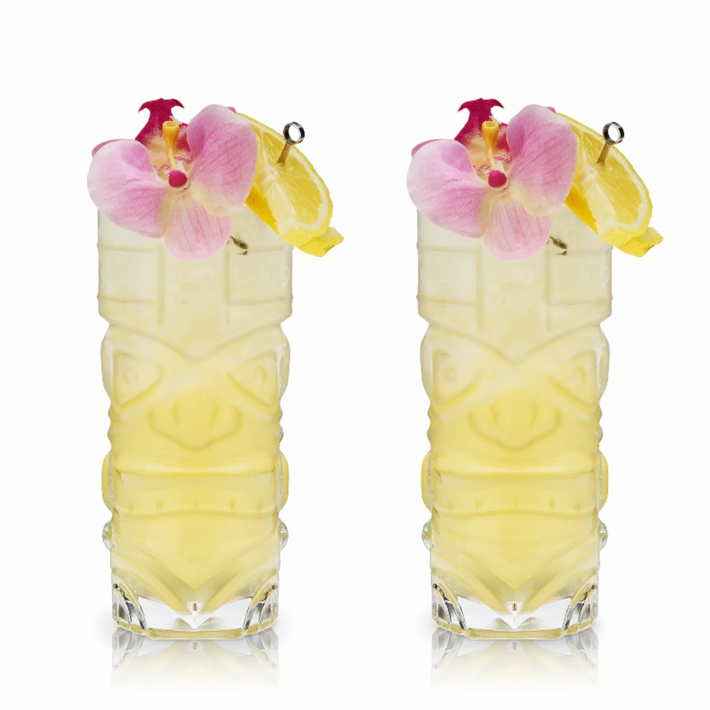 Crystal Tiki Glasses by Viski — Set of 2 | 14oz Tropical Cocktail Glasses for Home Bar