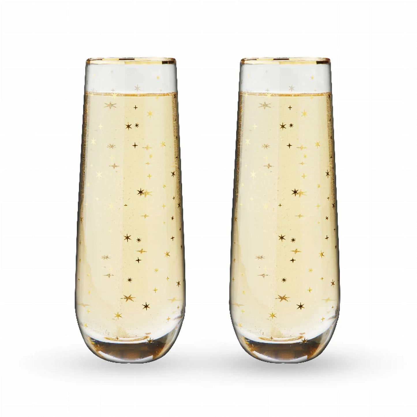 Starlight Stemless Champagne Flutes by Twine | Celestial Pattern Sparkling Wine Glasses