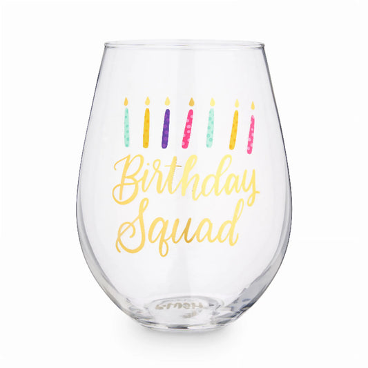 Birthday Squad Stemless Wine Glass by Blush | 30oz Fun Party Wine Glass