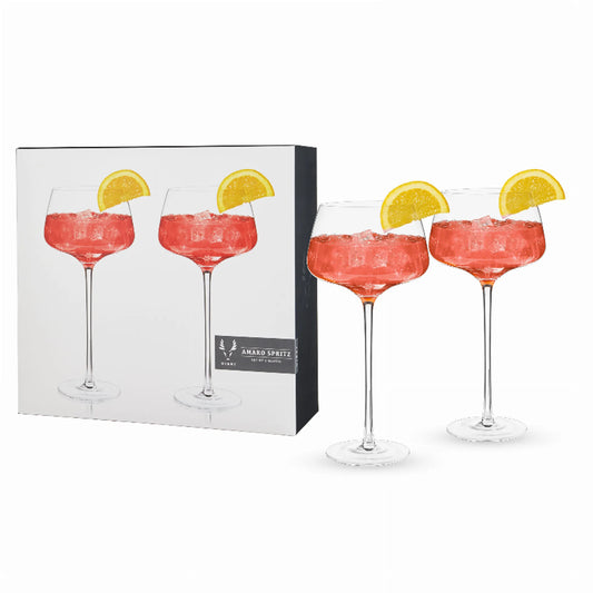 Crystal Amaro Spritz Glasses by Viski — Set of 2 | 16oz Stemmed Cocktail Glasses