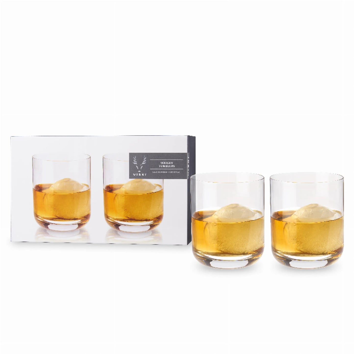 Crystal Whiskey Glasses by Viski — Set of 2 | 12oz Lead-Free Crystal Rocks Glasses