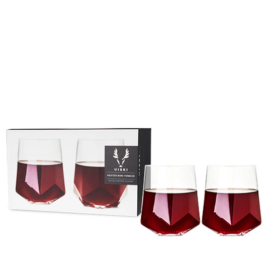 Faceted Crystal Wine Glasses By Viski - Set of 2