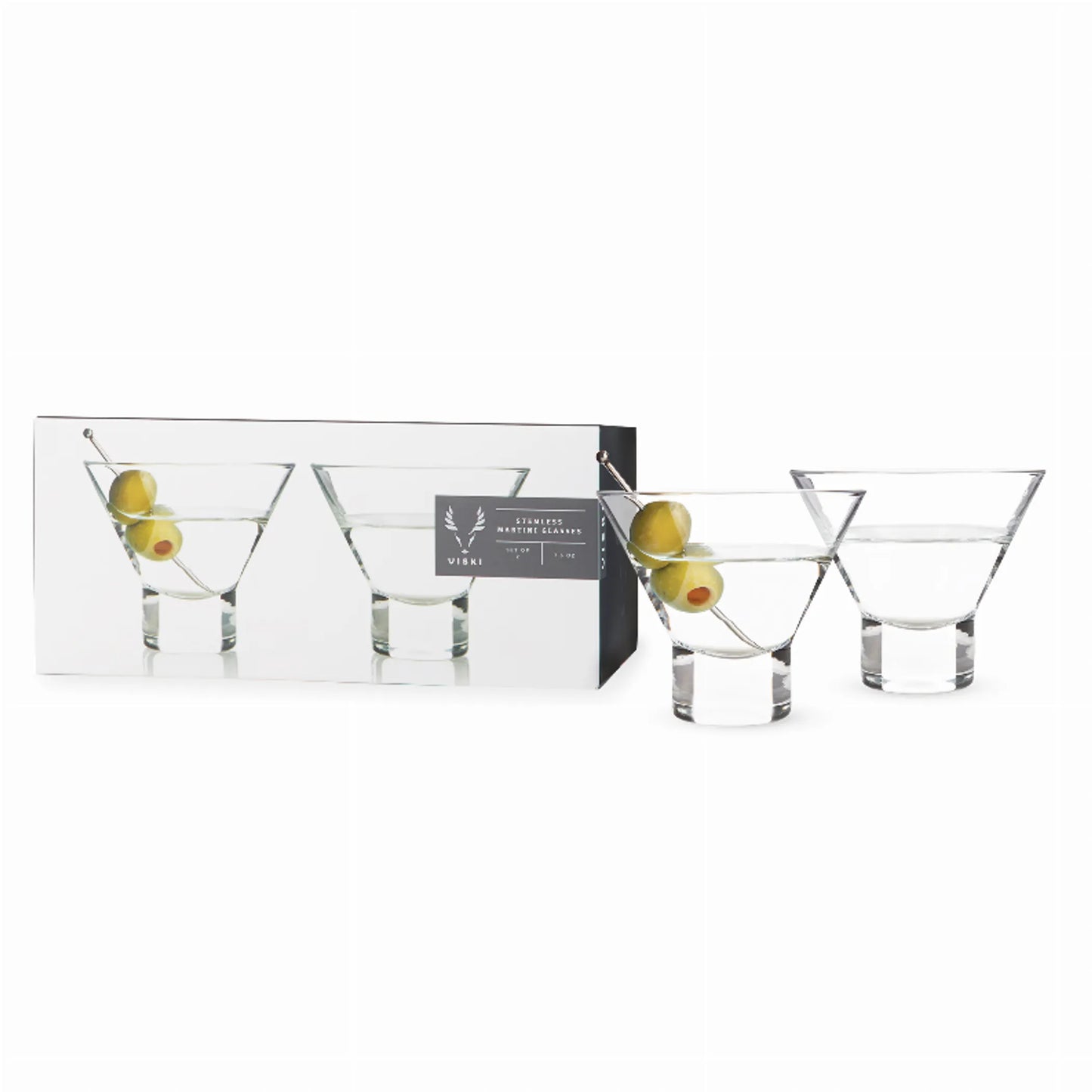 Heavy Base Crystal Martini Glasses By Viski - Set of 2