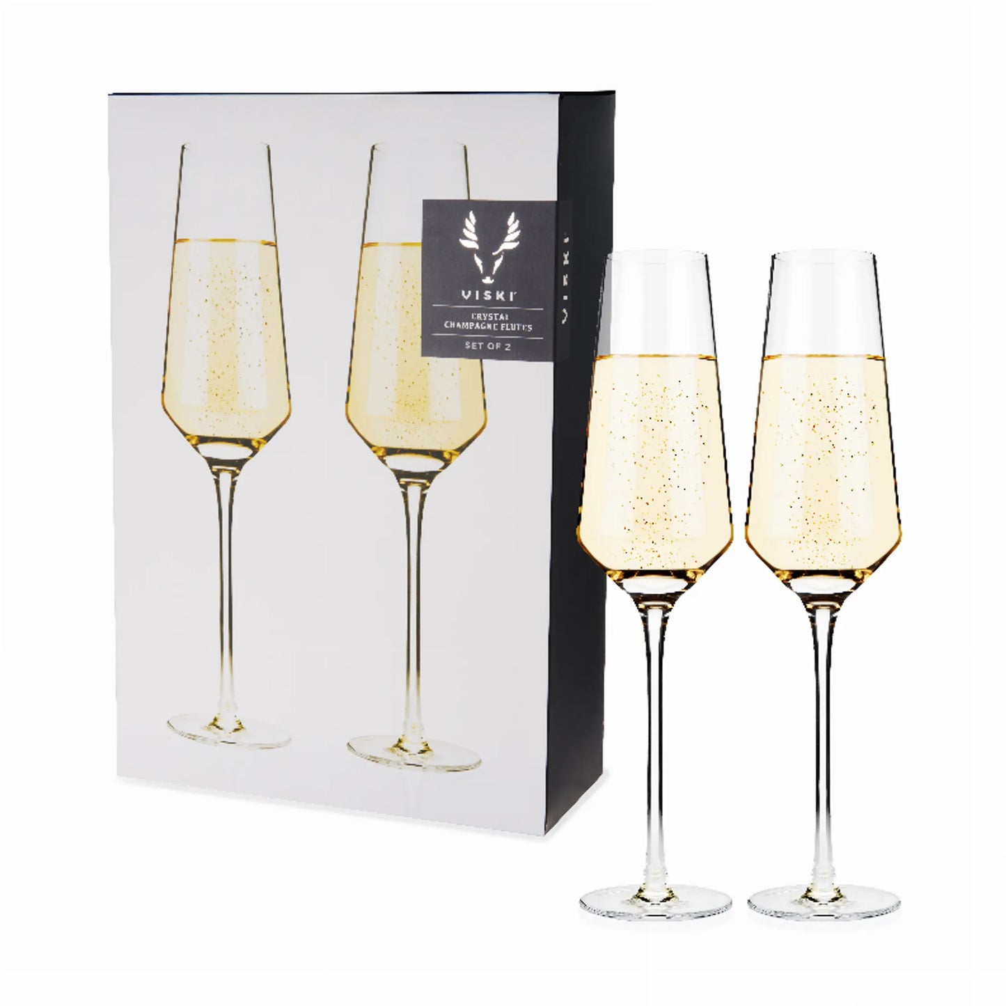 Angled Crystal Champagne Flutes By Viski - Set of 2