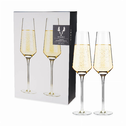 Angled Crystal Champagne Flutes By Viski - Set of 2