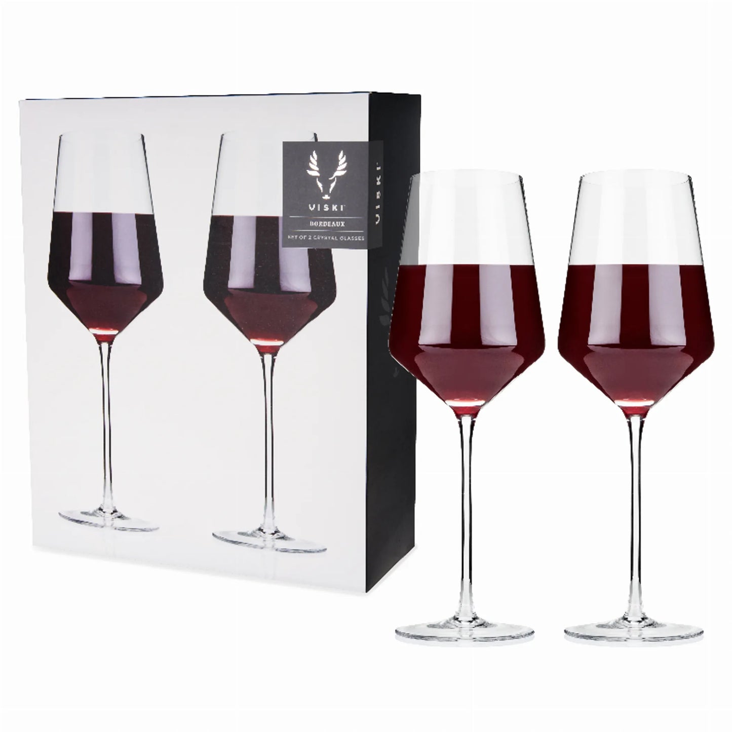 Angled Crystal Bordeaux Glasses By Viski - Set of 2